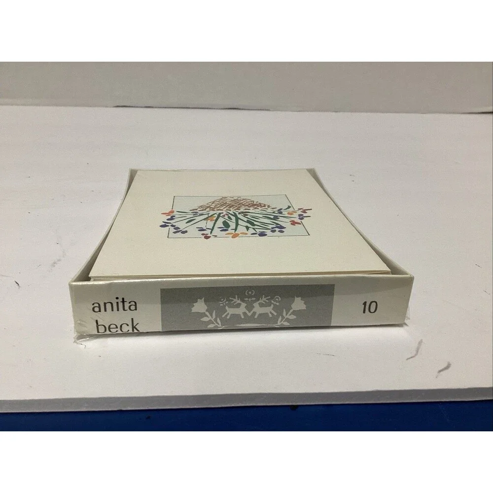 vtg anita beck stationery  reindeer house 10 notes all one kind cards flowers